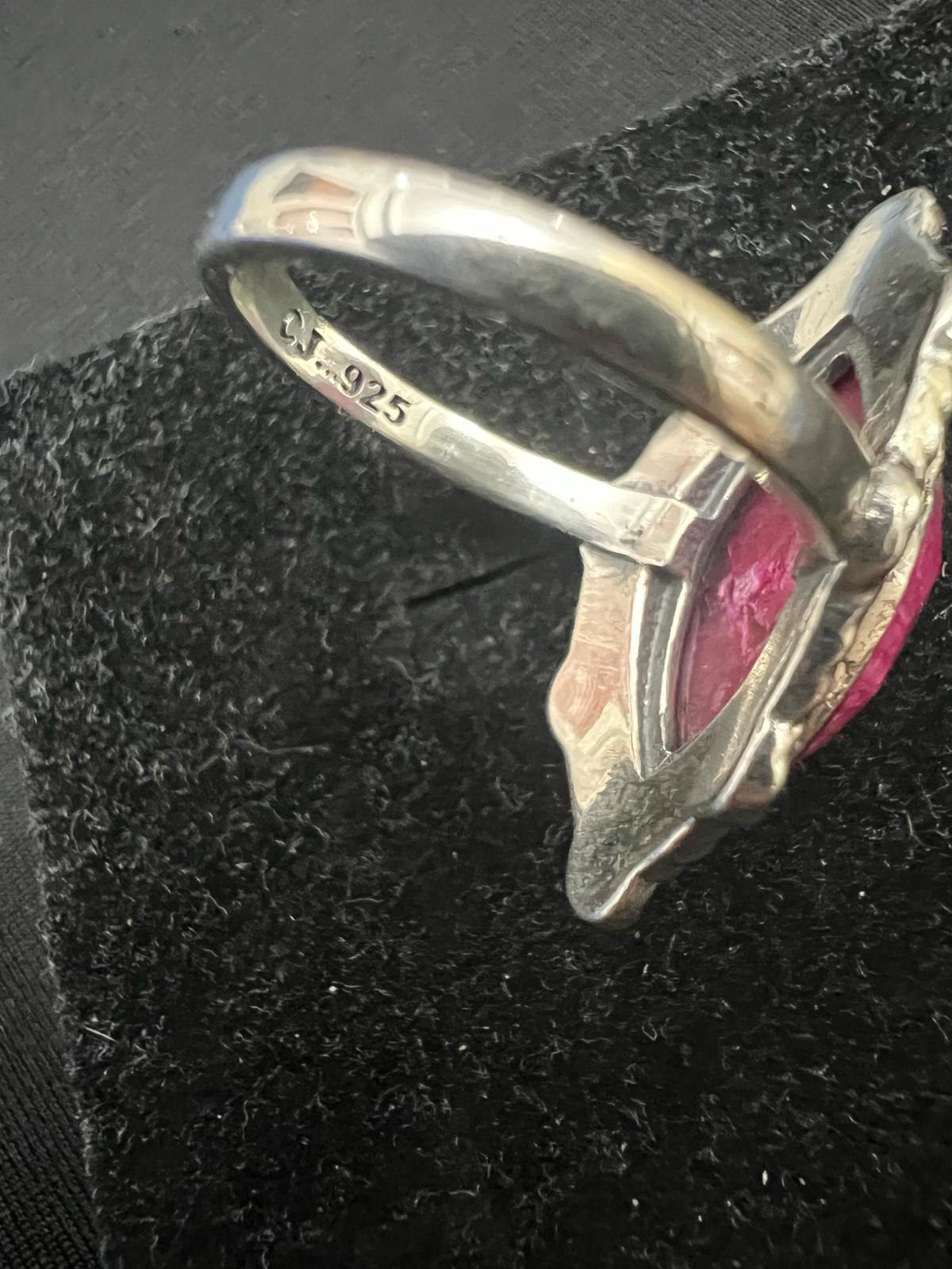 Anello argento radice di rubino