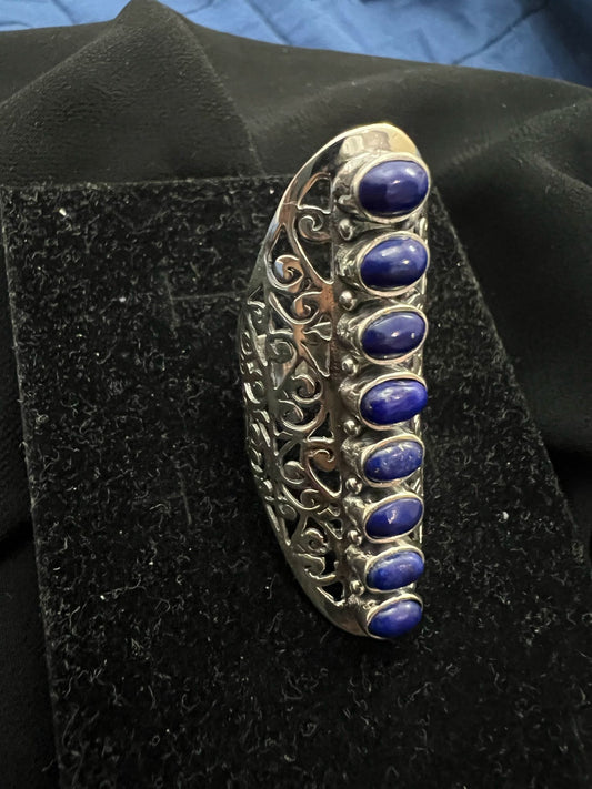 Anello argento 925 blu vintage