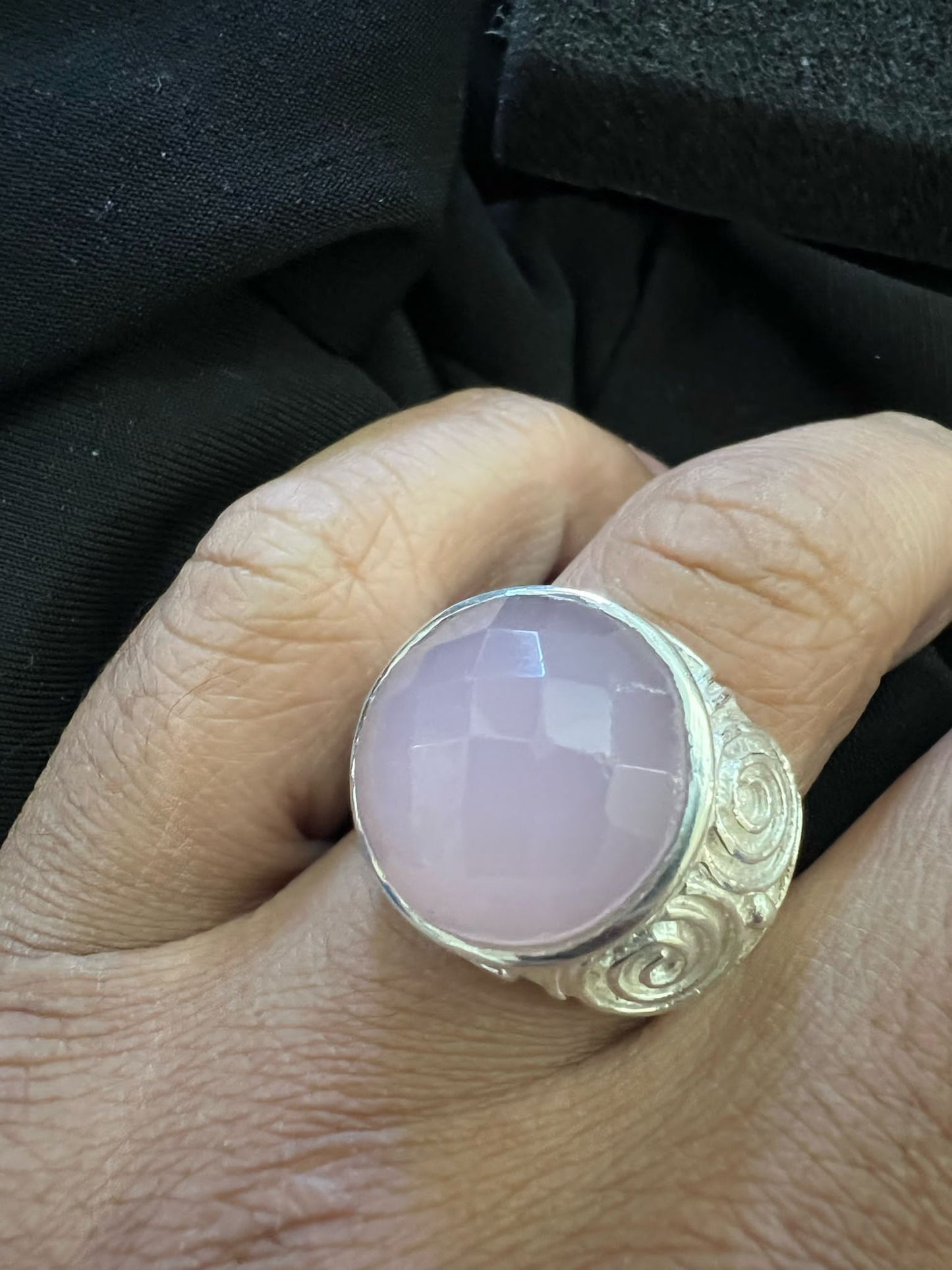 Anello argento kunzite