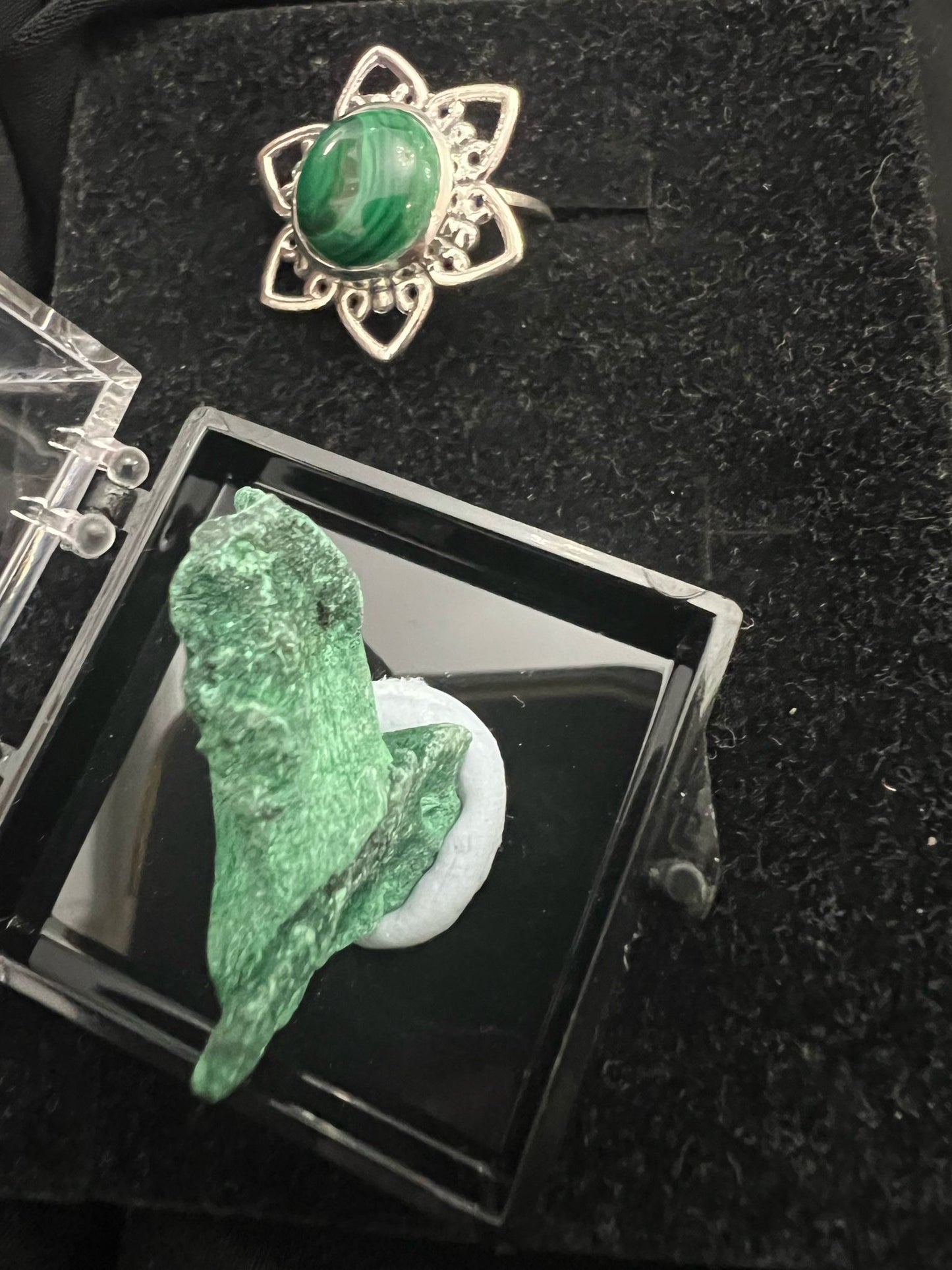 Anello fine argento malachite