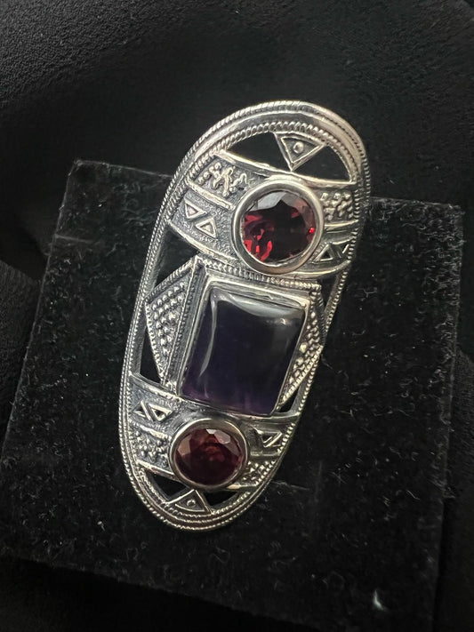 Anello vintage ametista e granati